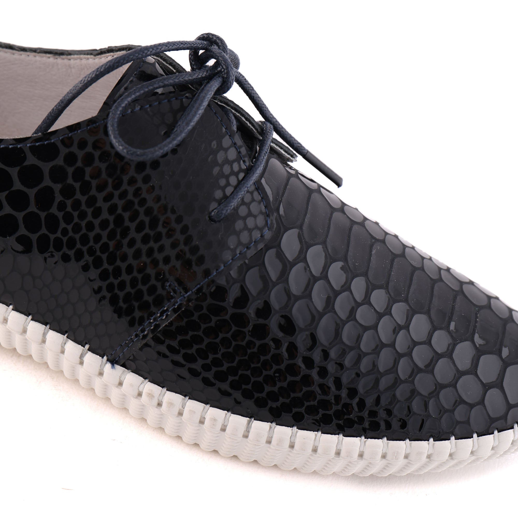 RAMSEY Navy Croc Patent