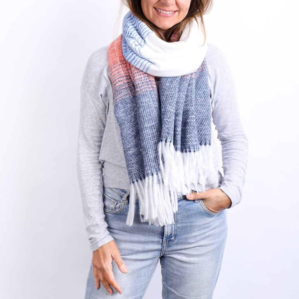 LEISURES ACCESSORIES SCARVES CLAYTON Navy and Coral