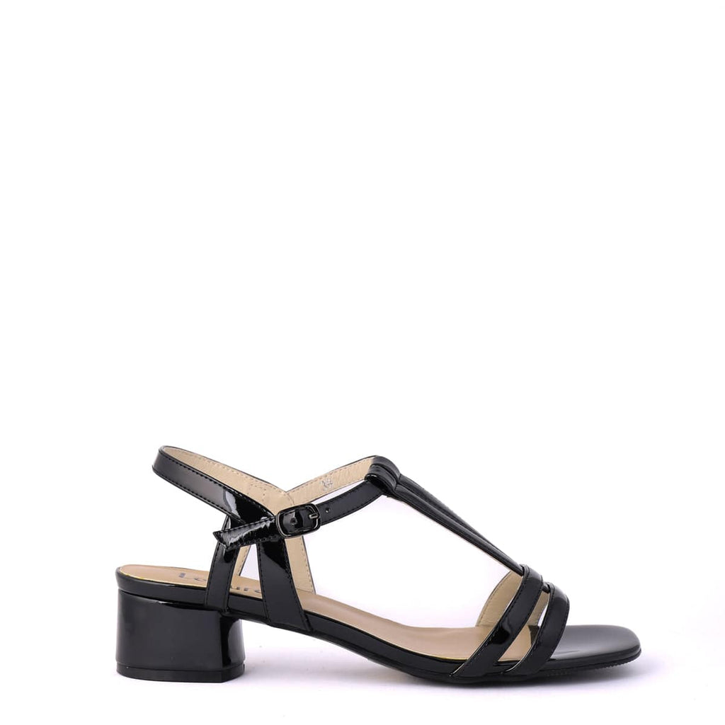 LEISURES LOW HEELED SANDALS REEDY Black Patent