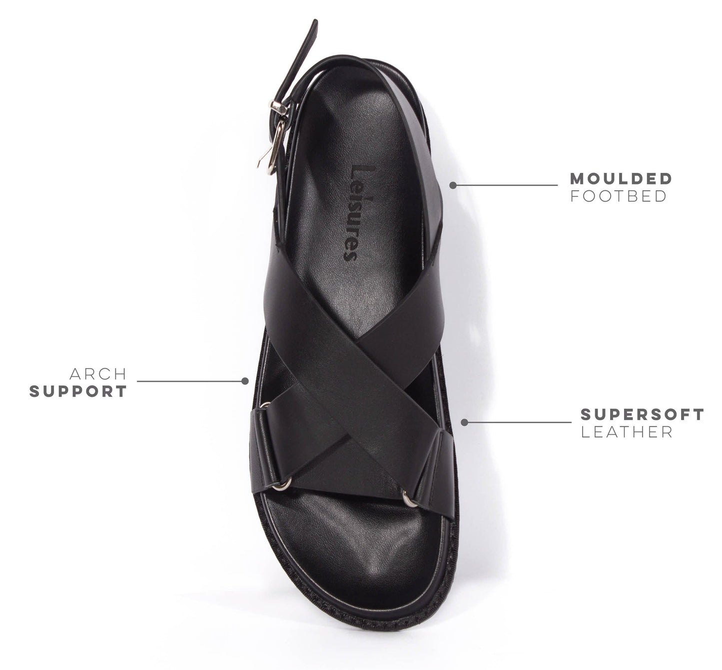 LEISURES FLAT SANDALS RAE Black