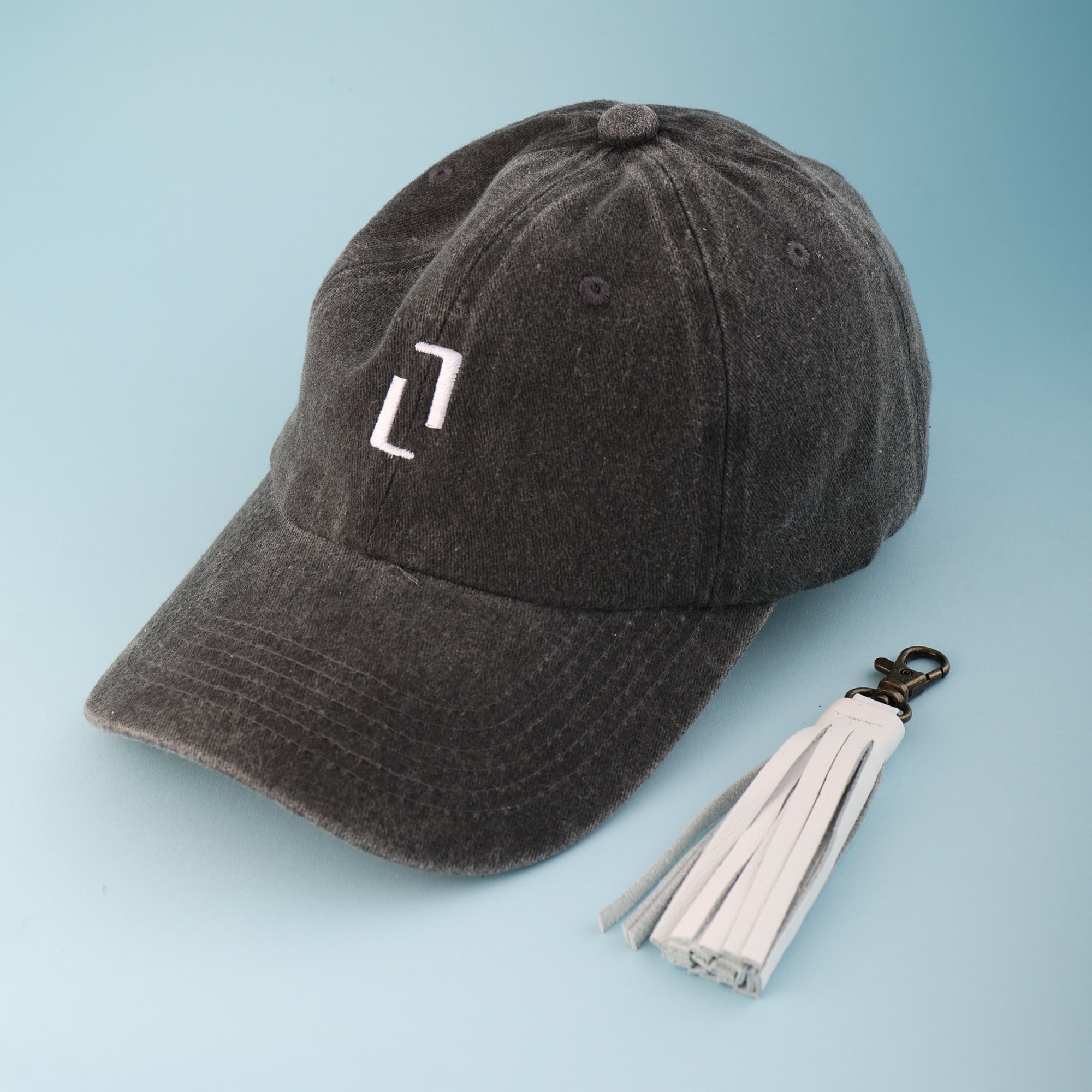 Charcoal Hat and White Keyring
