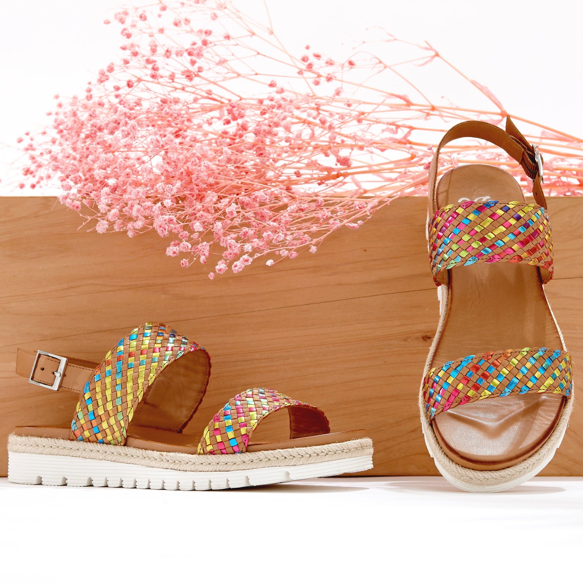 ARA FLAT SANDALS 38101 Metallic Weave