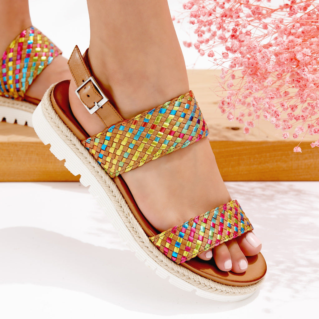 ARA FLAT SANDALS 38101 Metallic Weave