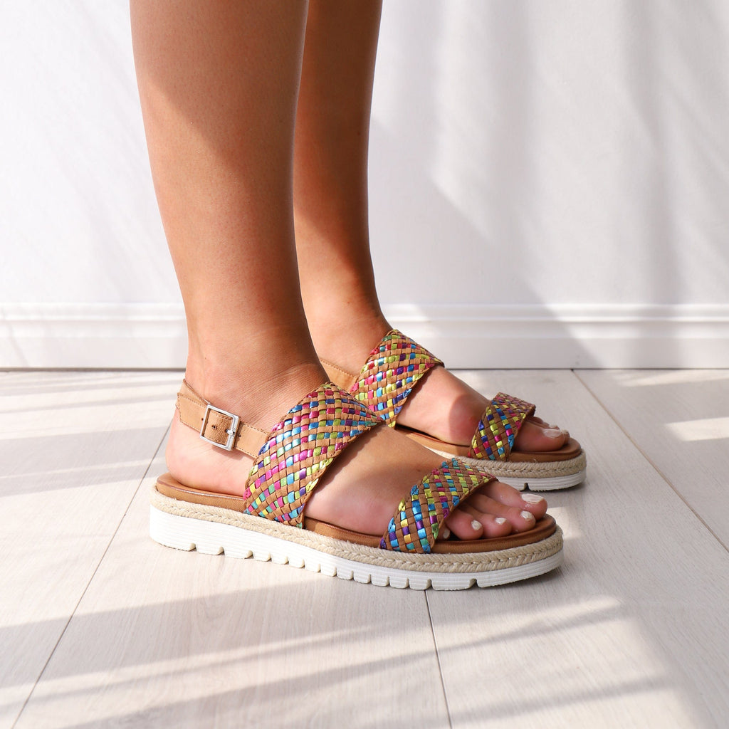 ARA FLAT SANDALS 38101 Metallic Weave