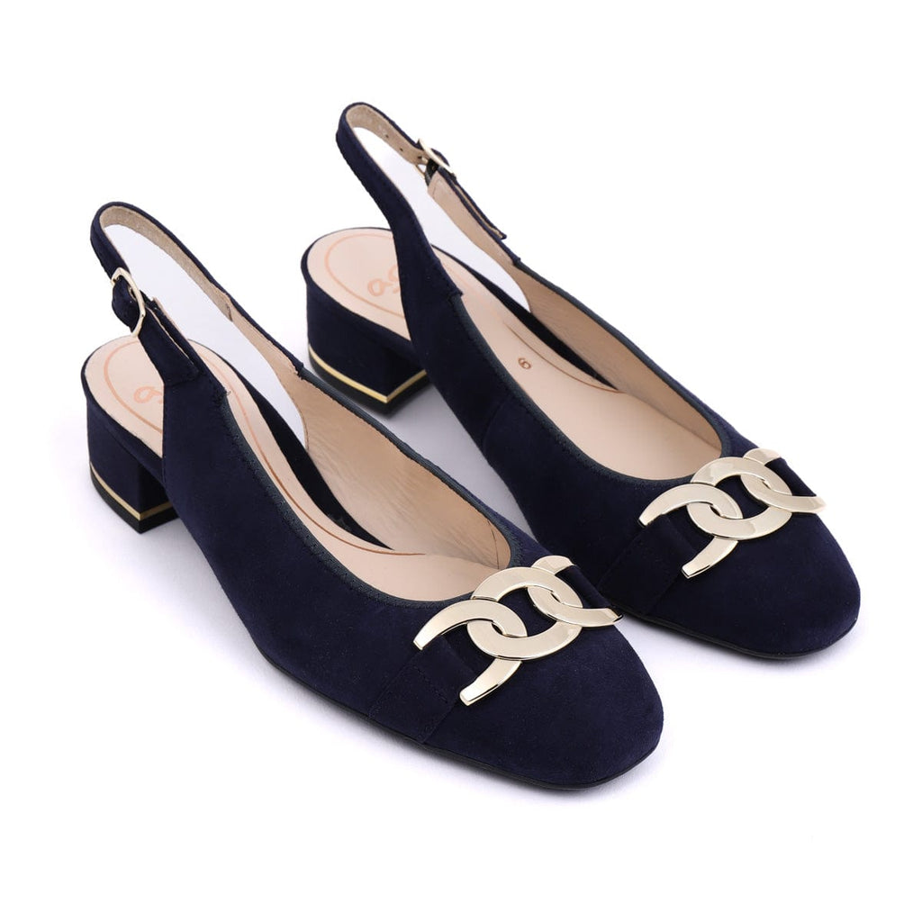 ARA SLING BACKS - LOW 11802 Navy Suede