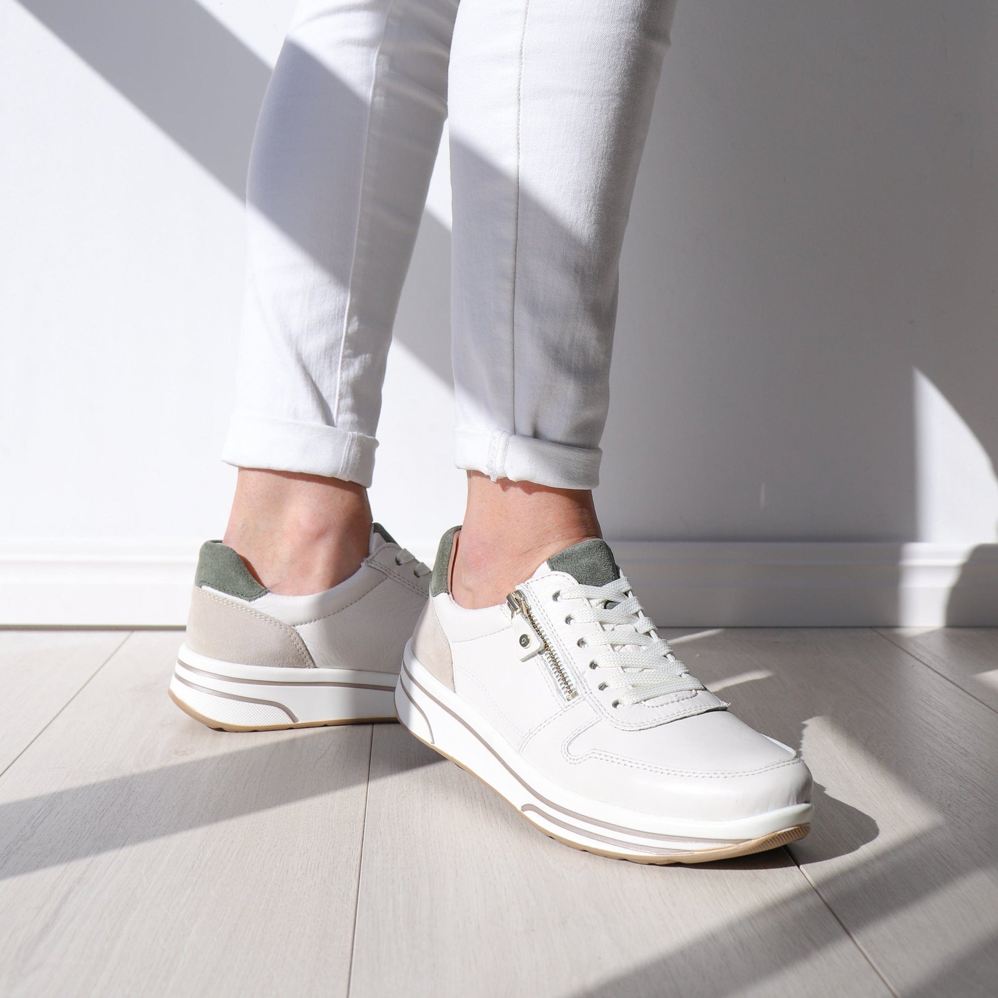 ARA SNEAKERS 32440 Cream and Green