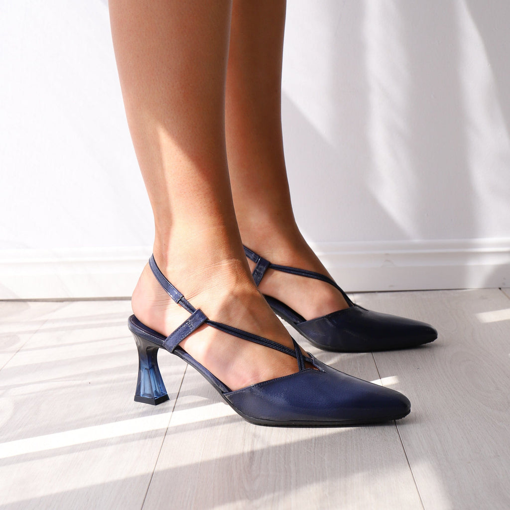 HISPANITAS SLING BACKS - MID SEAN Navy Patent