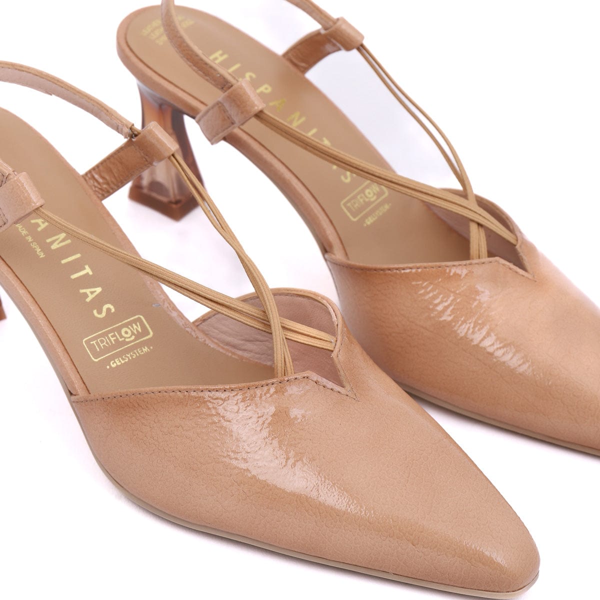 HISPANITAS SLING BACKS - MID SEAN Tan Patent