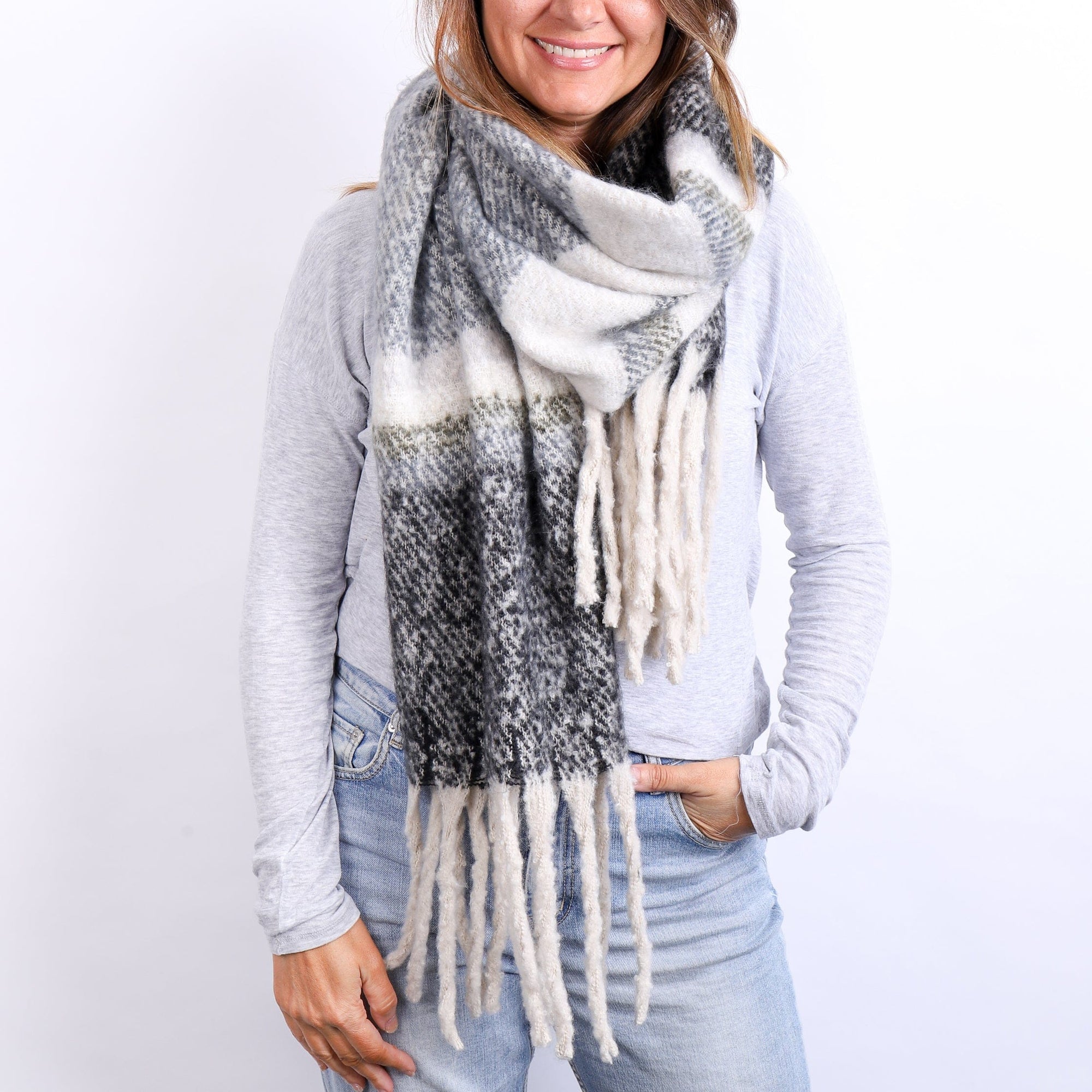 LEISURES ACCESSORIES SCARVES CURTIS Grey and Green