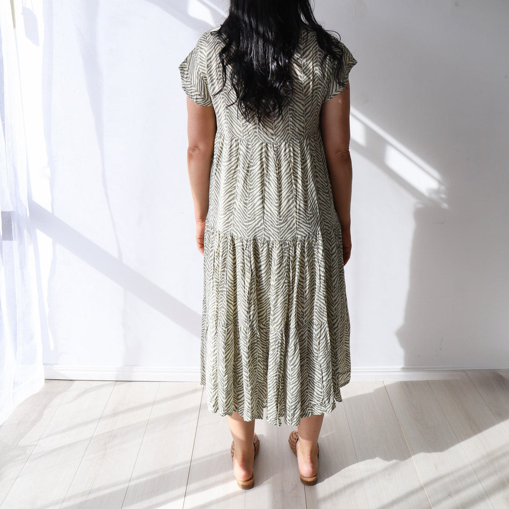 LEISURES ACCESSORIES SUMMER APPAREL CARTLIN Green and Beige Zebra