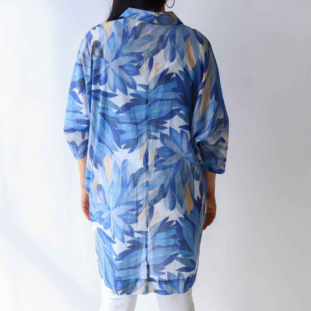 LEISURES ACCESSORIES SUMMER APPAREL CHRIS Blue and Tan Flower