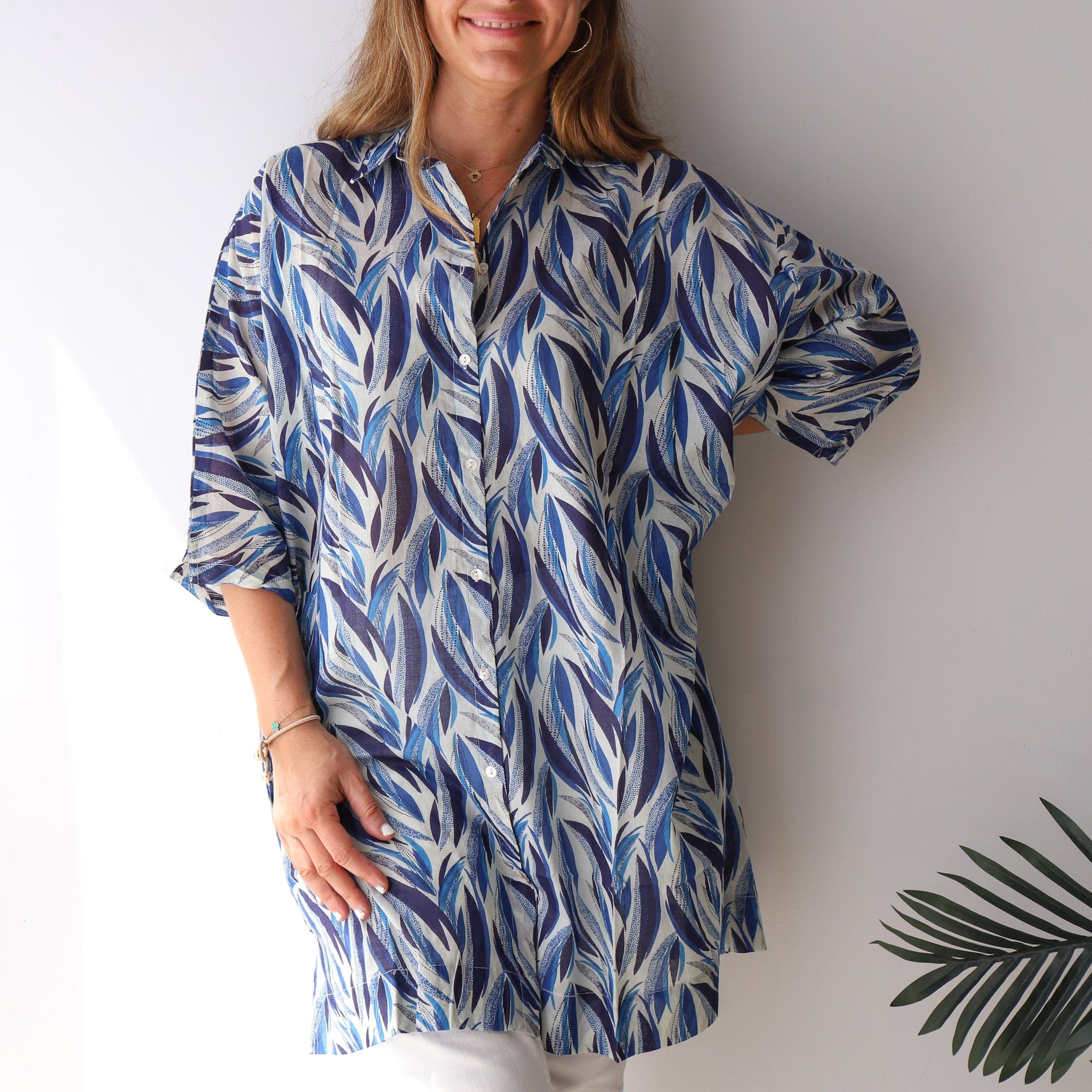 LEISURES ACCESSORIES SUMMER APPAREL CHRIS Blue Multi Leaf