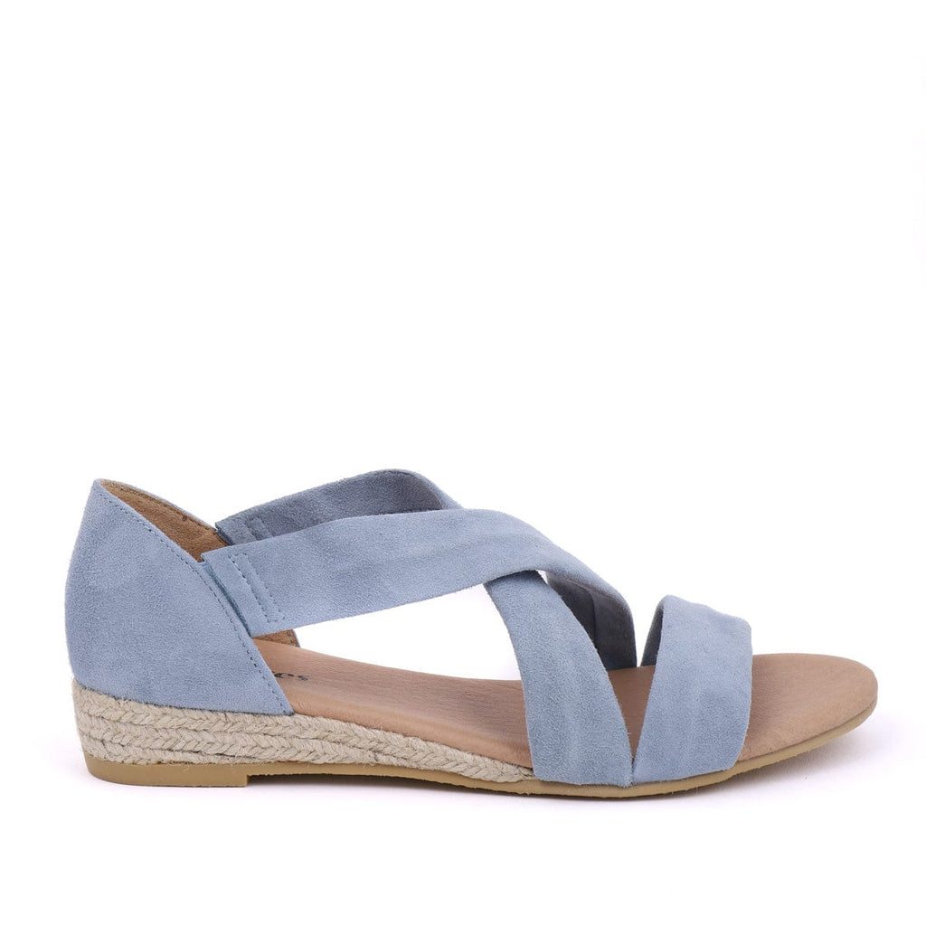 LEISURES FLAT SANDALS HOLLIE Light Blue Suede