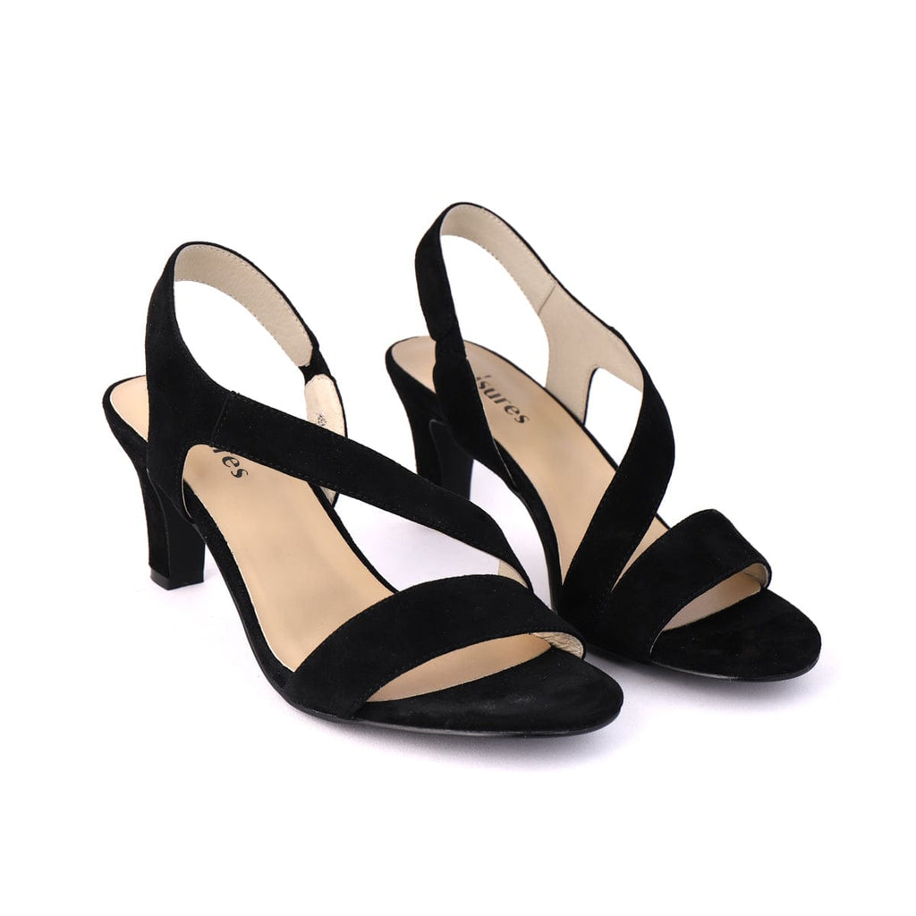LEISURES HIGH HEELED SANDALS REON Black Suede