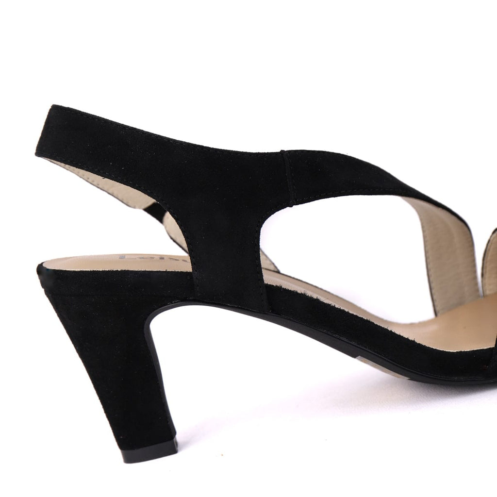LEISURES HIGH HEELED SANDALS REON Black Suede