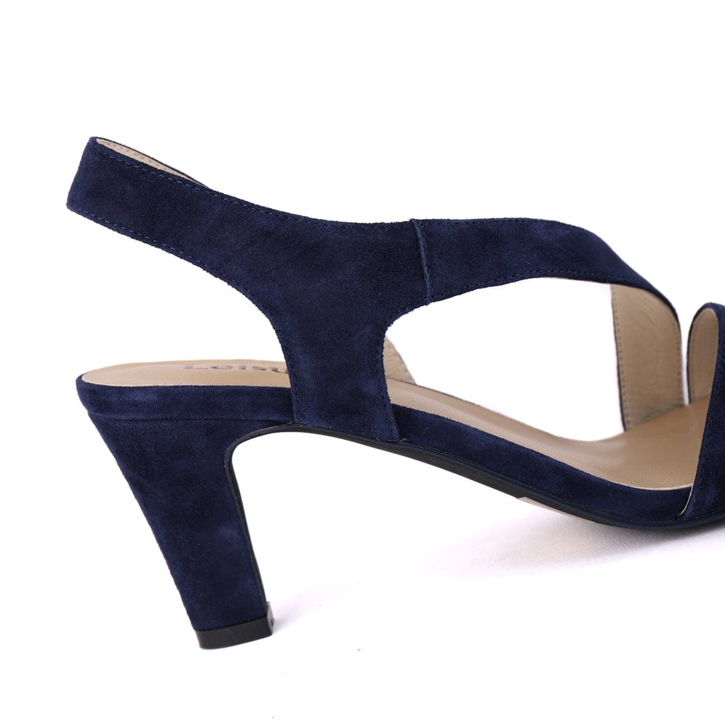 LEISURES HIGH HEELED SANDALS REON Navy Suede