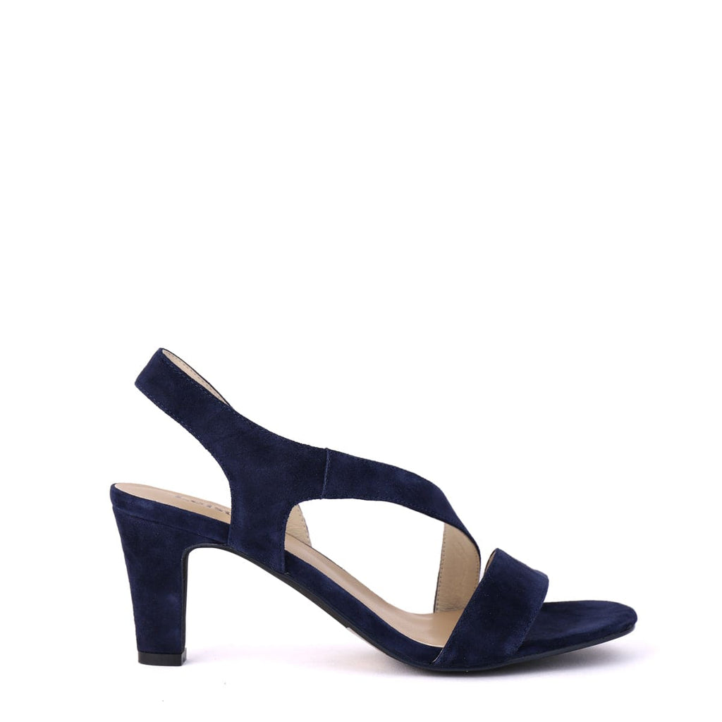 LEISURES HIGH HEELED SANDALS REON Navy Suede