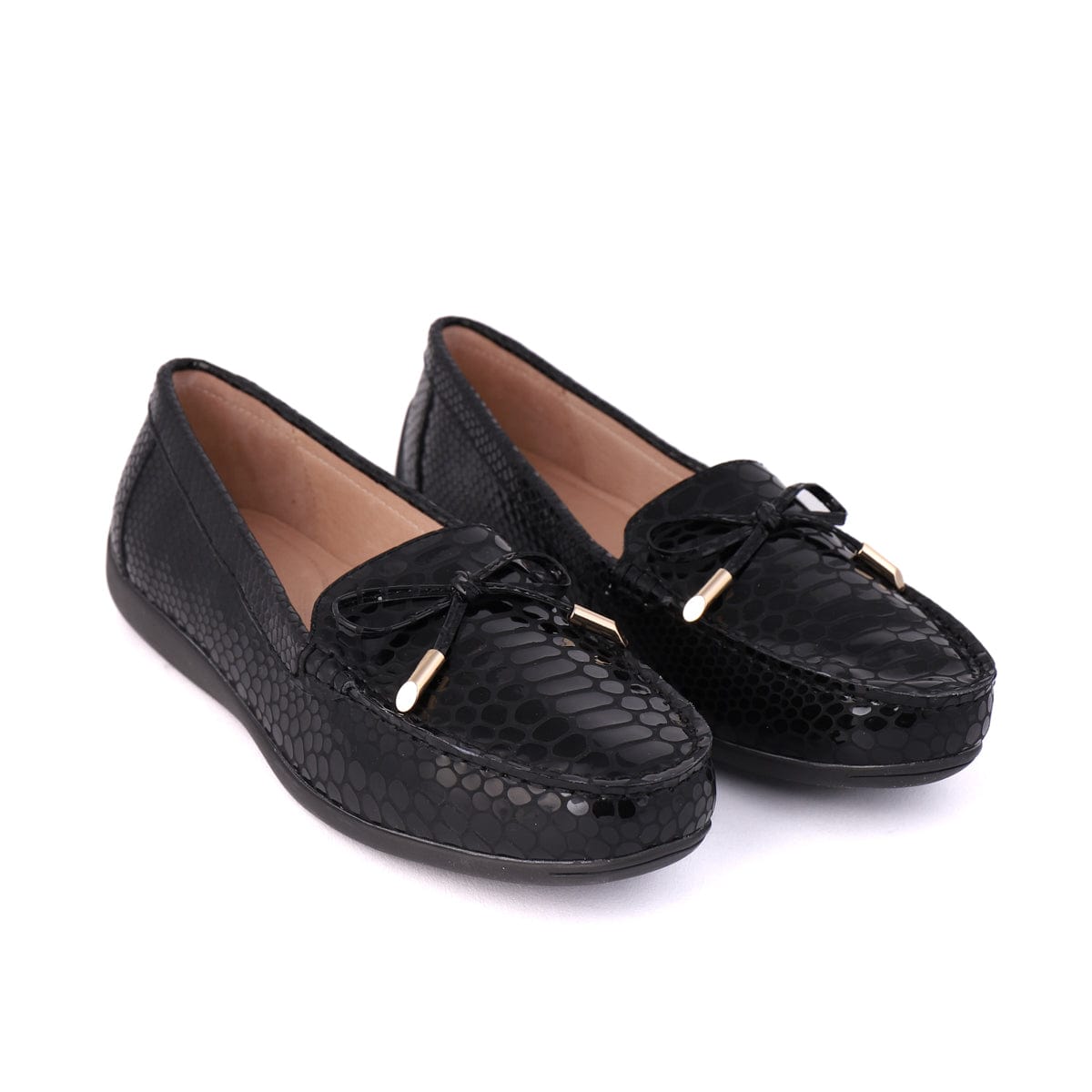 LEISURES LOAFERS ERIN Black Croc Patent