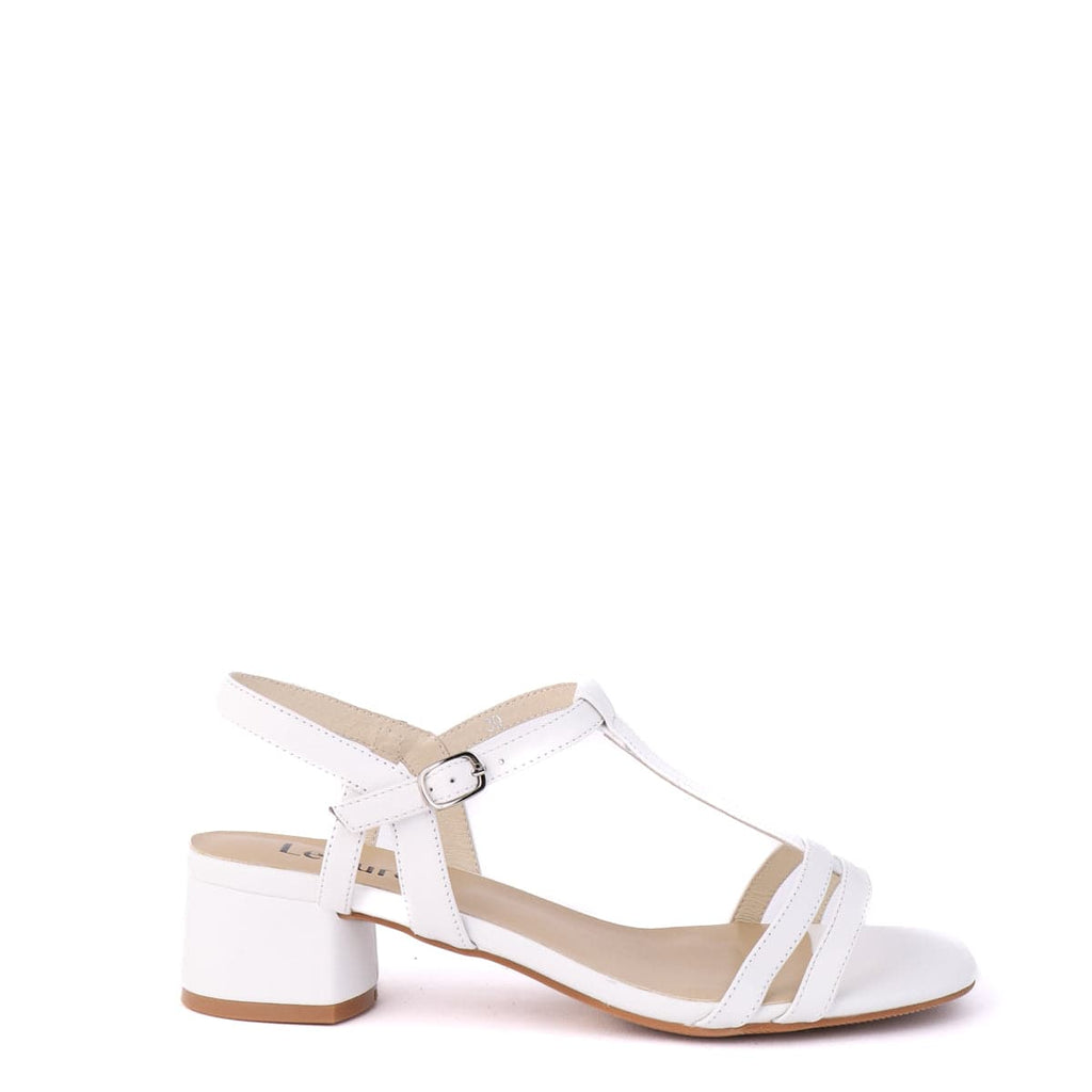 LEISURES LOW HEELED SANDALS REEDY White