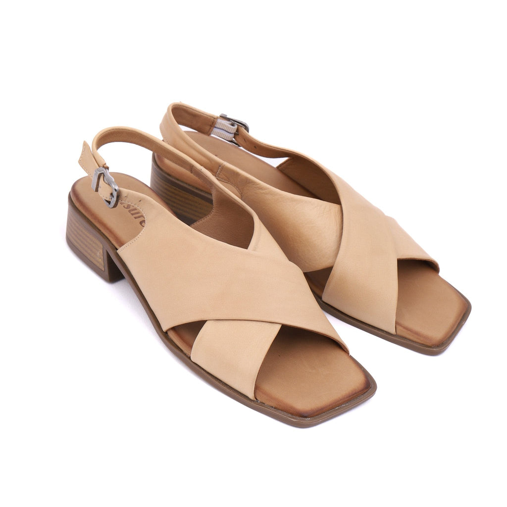 LEISURES LOW HEELED SANDALS RITA Camel