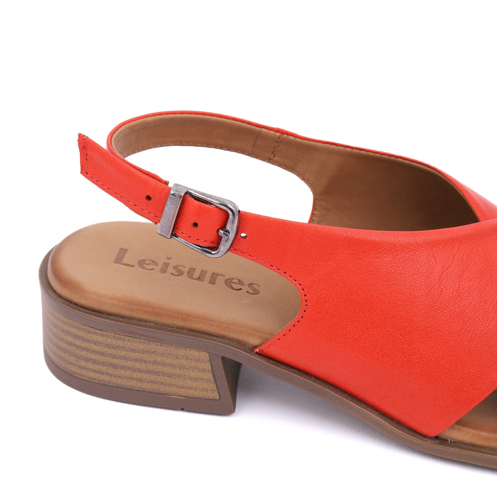 LEISURES LOW HEELED SANDALS RITA Red