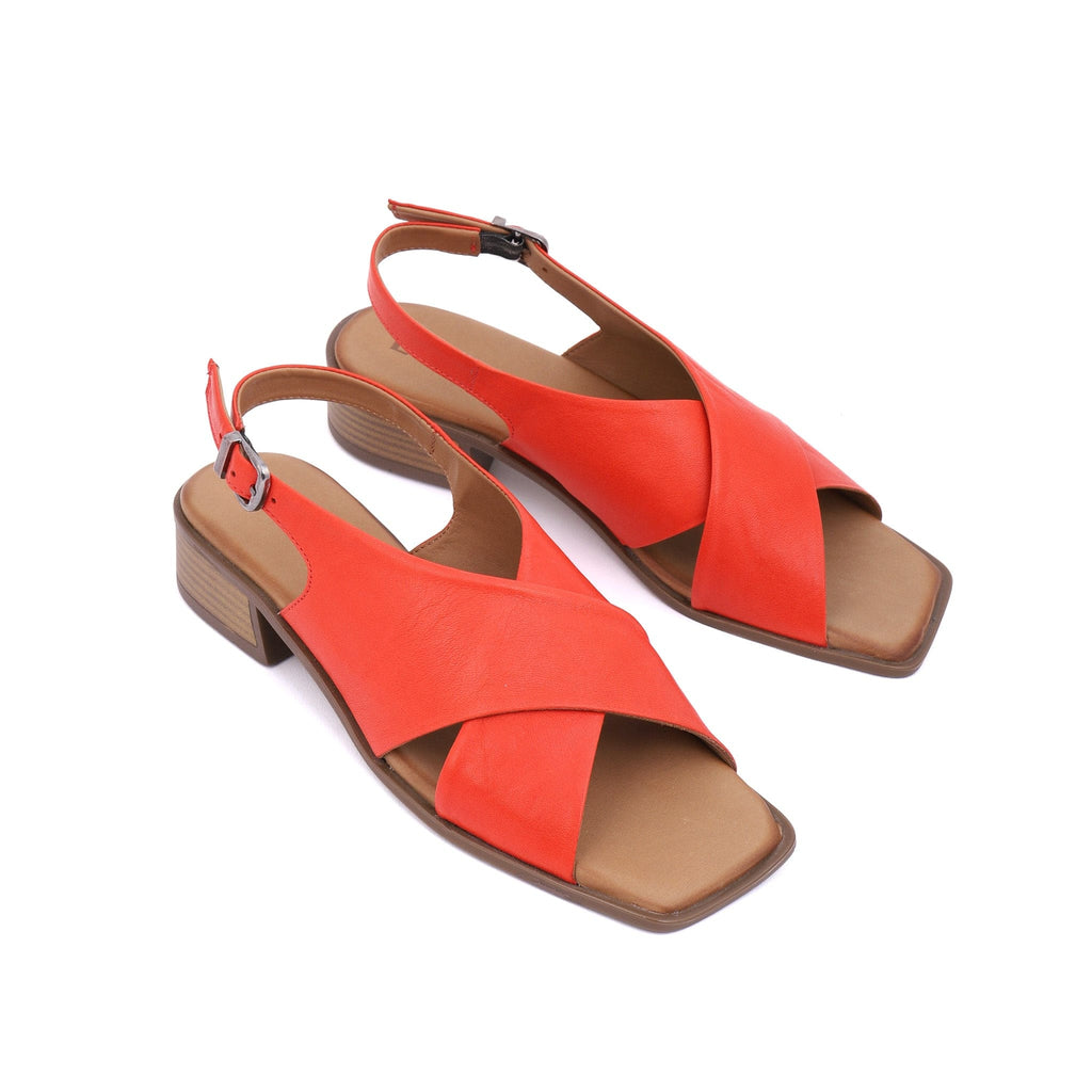 LEISURES LOW HEELED SANDALS RITA Red