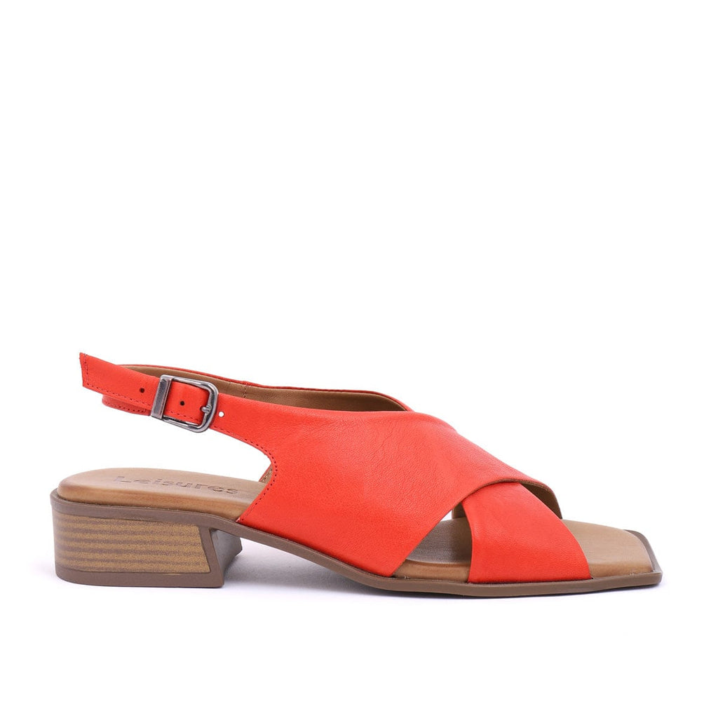 LEISURES LOW HEELED SANDALS RITA Red