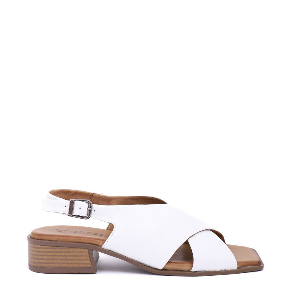 LEISURES LOW HEELED SANDALS RITA White