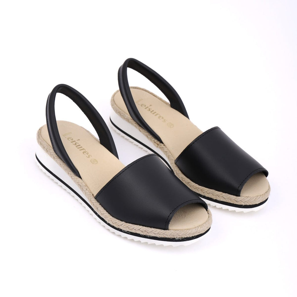 LEISURES LOW WEDGE SANDALS ROSEY Black