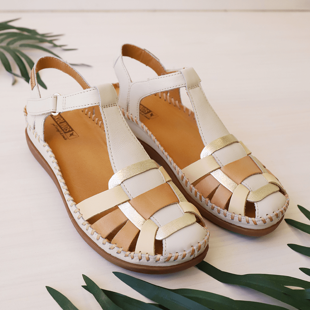 PIKOLINOS LOW WEDGE SANDALS KEMPSEY Off White Multi