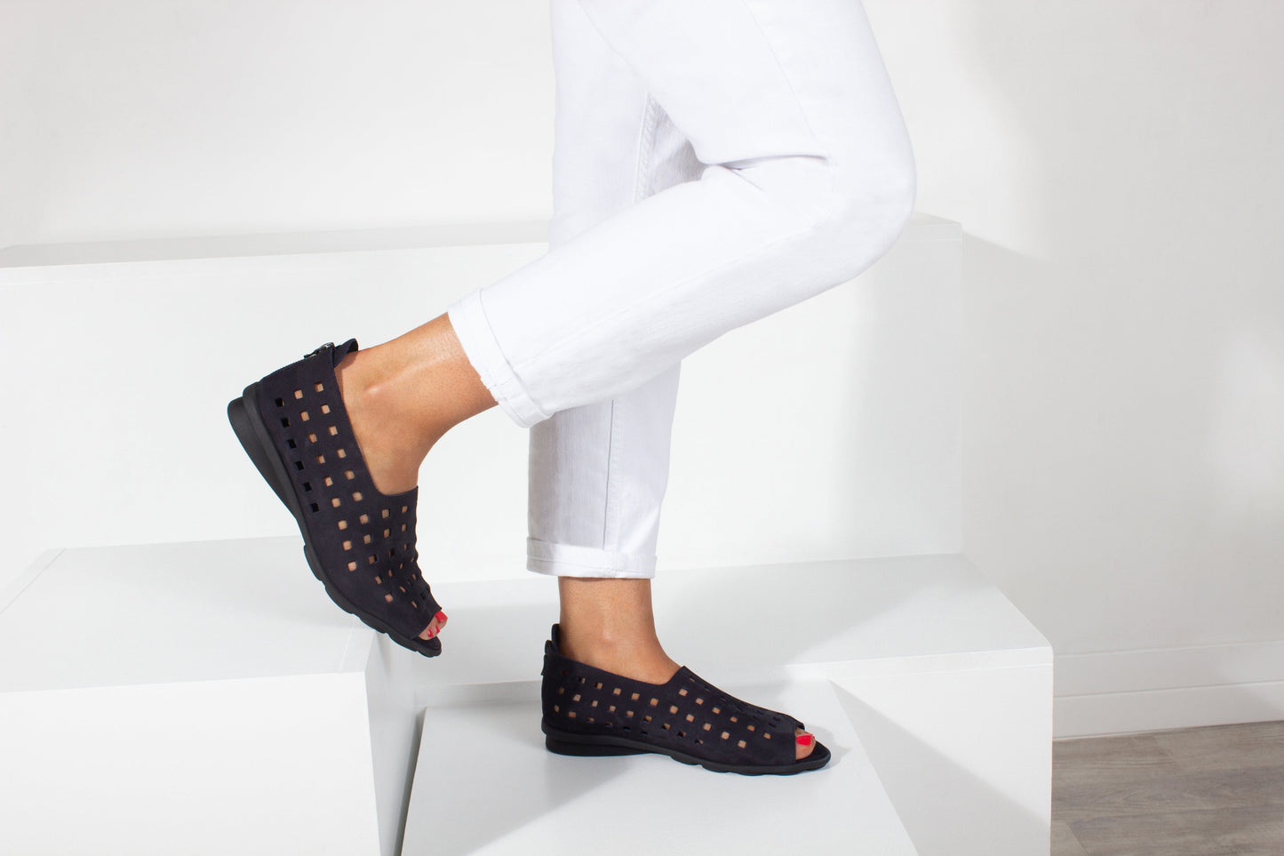 ARCHE TOE PEEPS - LOW DRICK Navy Nubuck