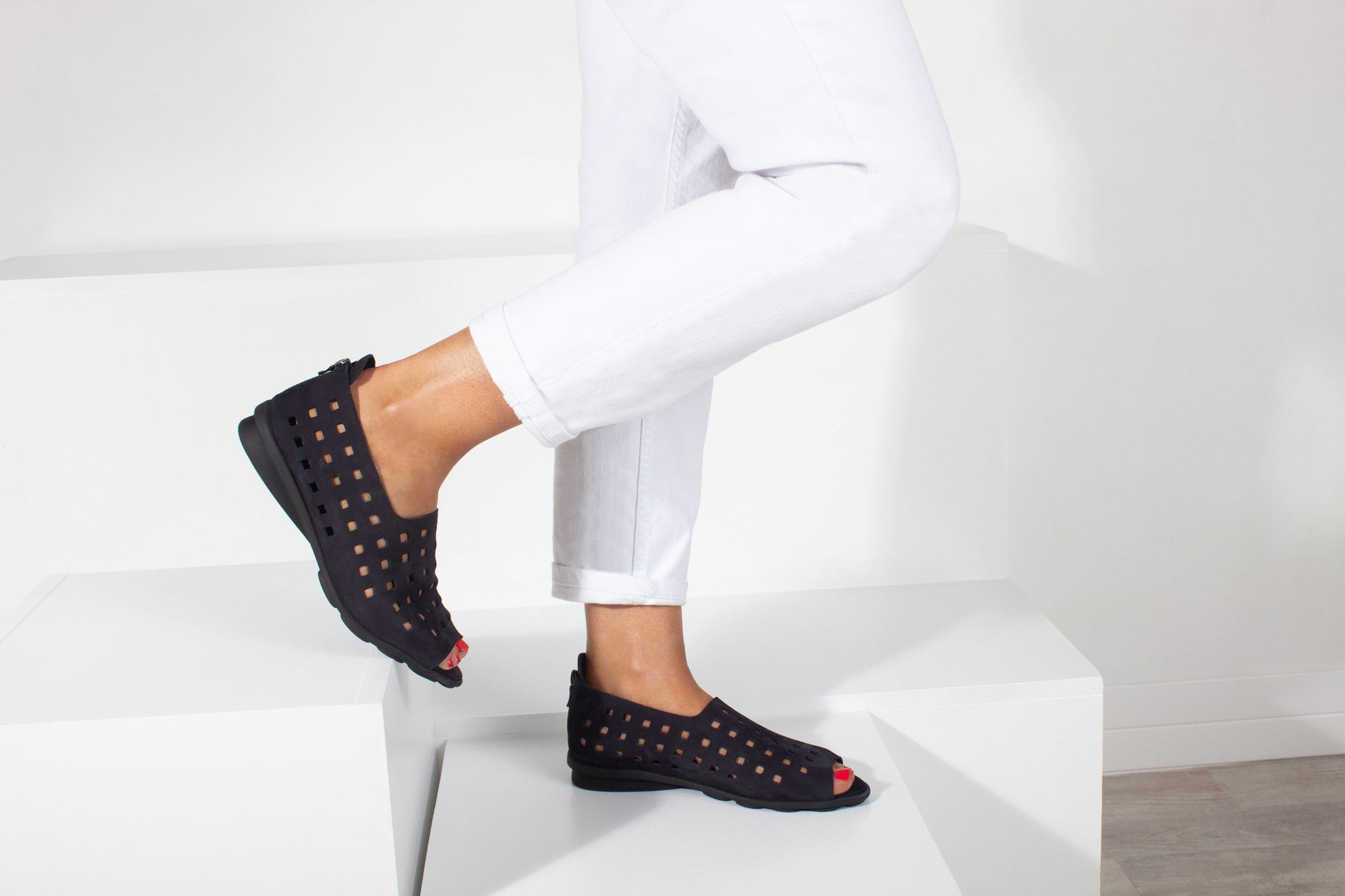 ARCHE TOE PEEPS - LOW DRICK Navy Nubuck