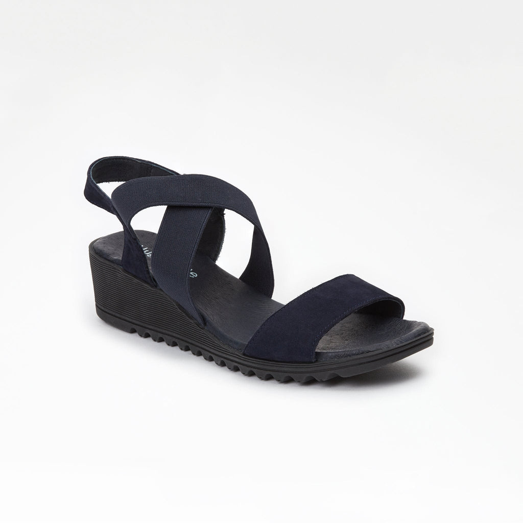 LEISURES LOW WEDGES HENRY Navy Nubuck