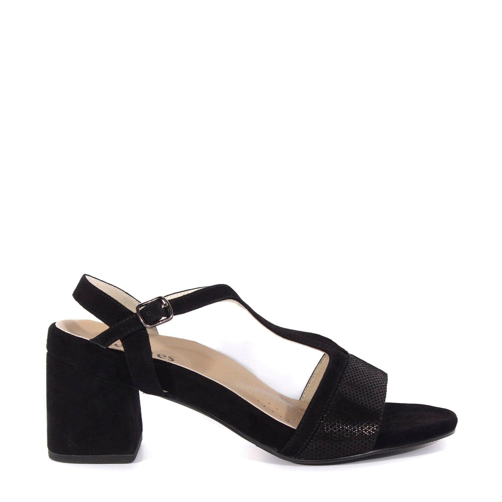 LEISURES MEDIUM HEELED SANDALS REID Black Suede Shimmer