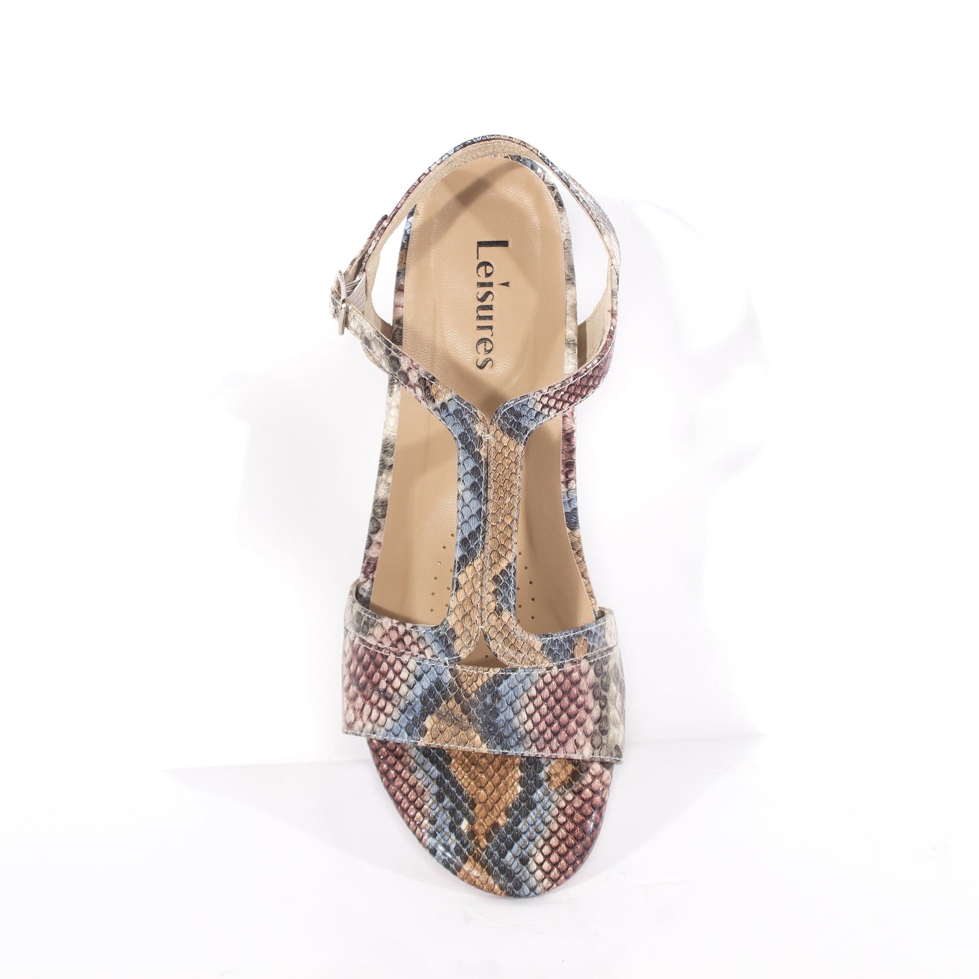 LEISURES MEDIUM HEELED SANDALS REID Blush Snake Multi