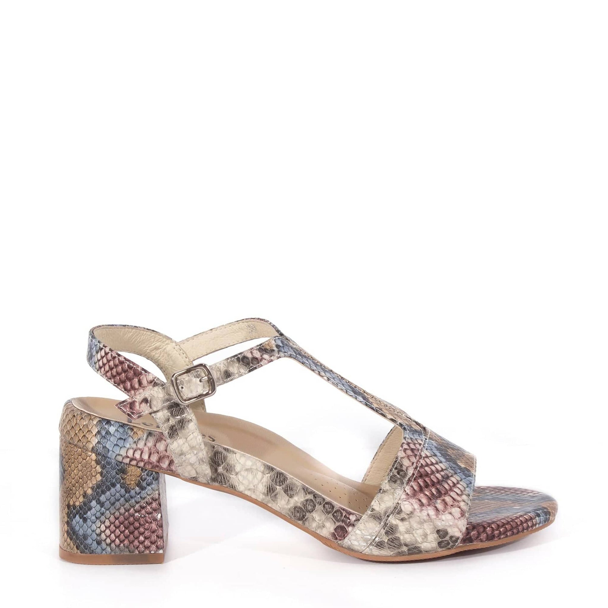LEISURES MEDIUM HEELED SANDALS REID Blush Snake Multi