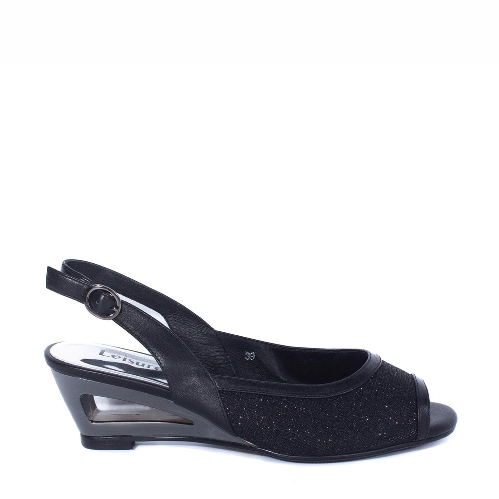 LEISURES SLING BACKS ELLO Black Shimmer